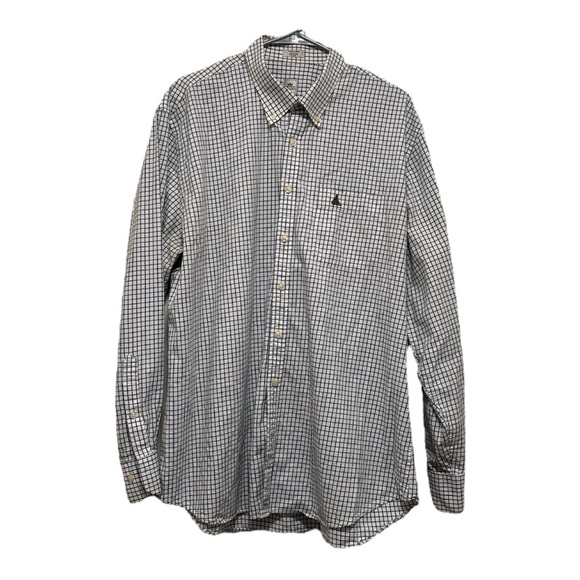 Peter Millar Black and White Checkered Casual Button Down Shirt - Picture 1 of 3